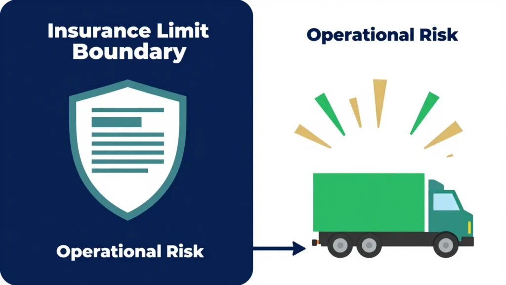 Truck insurance limit boundary diagram showing where insurance responsibility ends and operational risk begins.